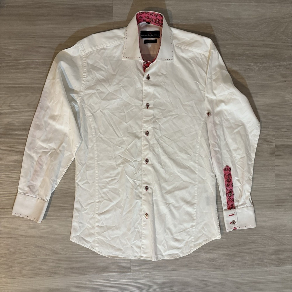 Nelson De La Nuez Shirt Men by Jared Lang White Pink Pop Art Limited Edition S